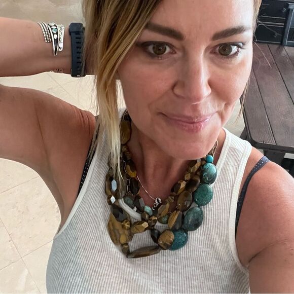 QVC Viktoria Hayman 925 Tiger Eye & Turquoise Necklace $675 - Picture 9 of 10